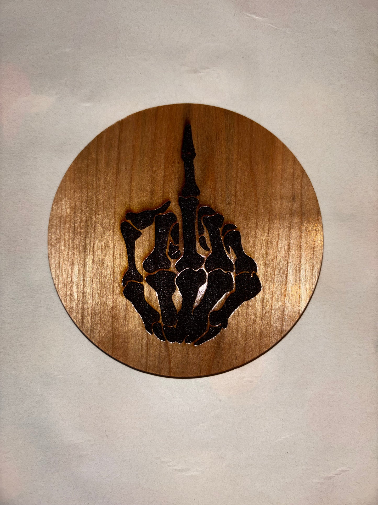 4Pcs Coaster Set 4" Round Slate Drink Coasters- Laser Engraved Middle Finger