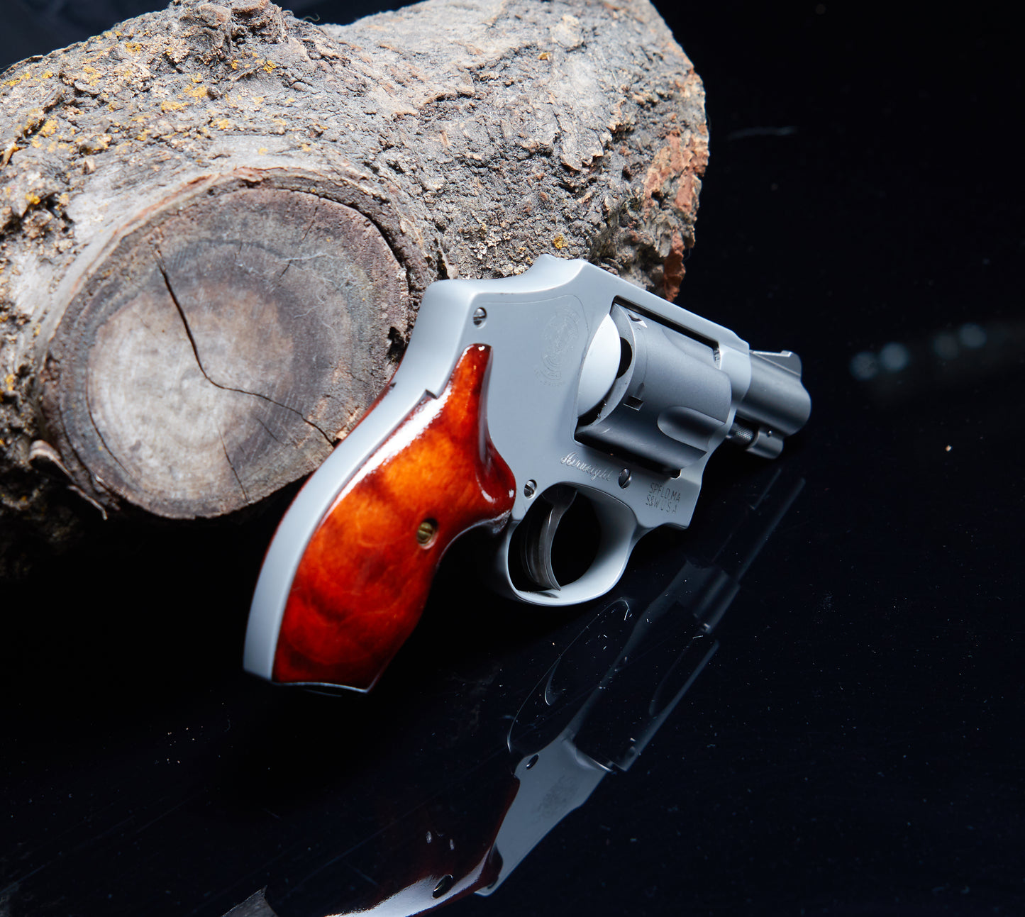 Open Back Style Grips for Smith & Wesson J-Frame – Curly Maple with Black Sand-Off and Lacquer Finish