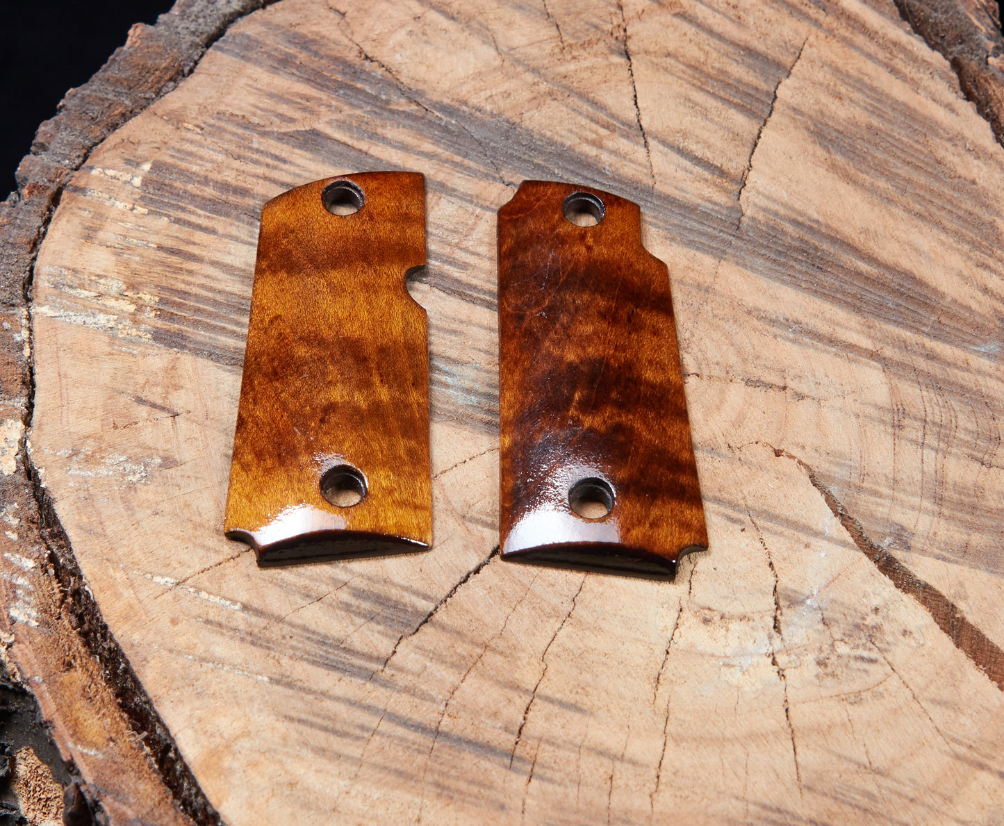 Kimber 380 Micro Grips – Curly Maple with Black Sand‑Off Finish