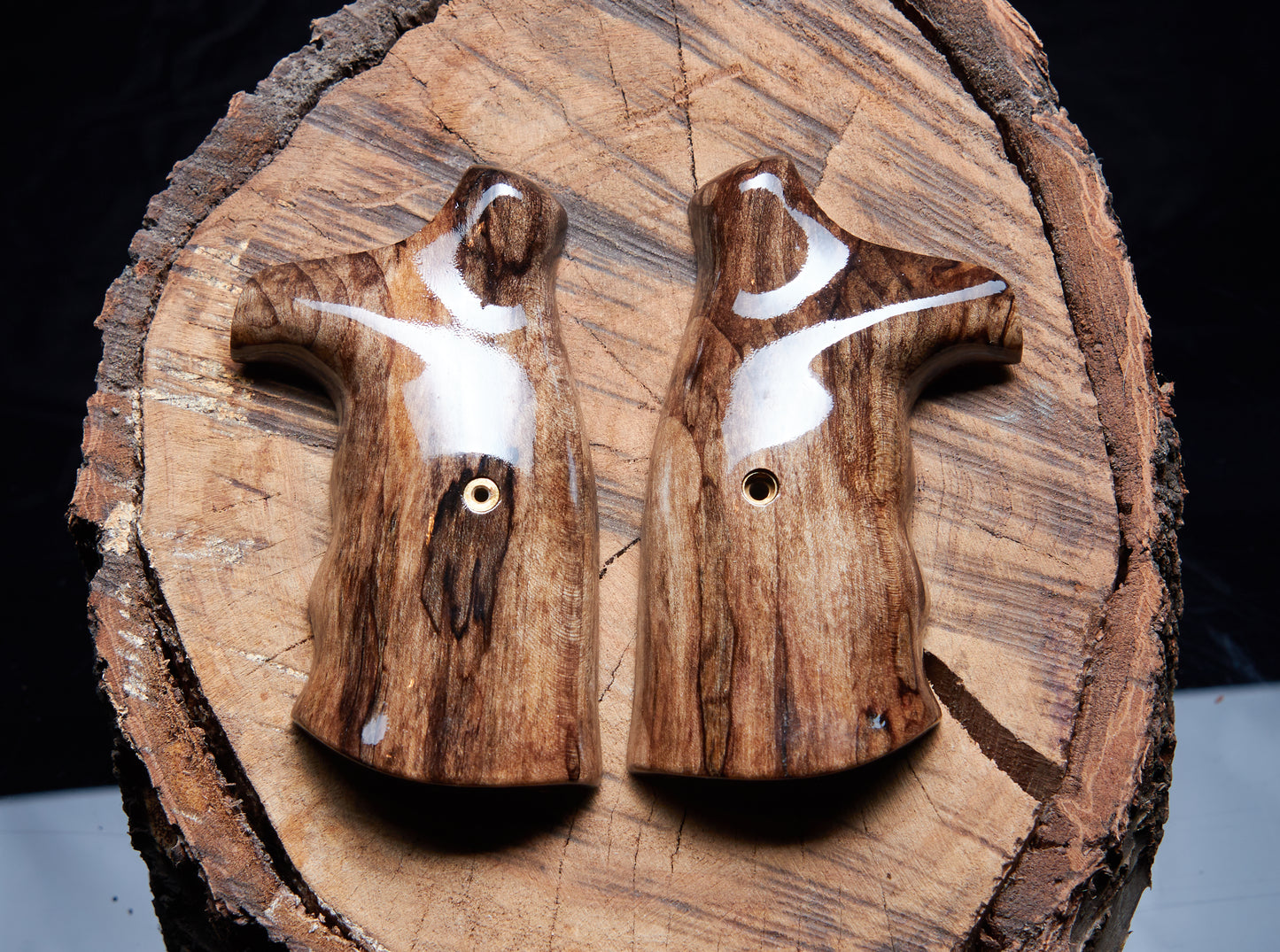 Smith & Wesson N-Frame Round-Butt Grips – Stabilized Wet-Rotted Maple Ghostly Figure | Rare Material | Precision Craftsmanship