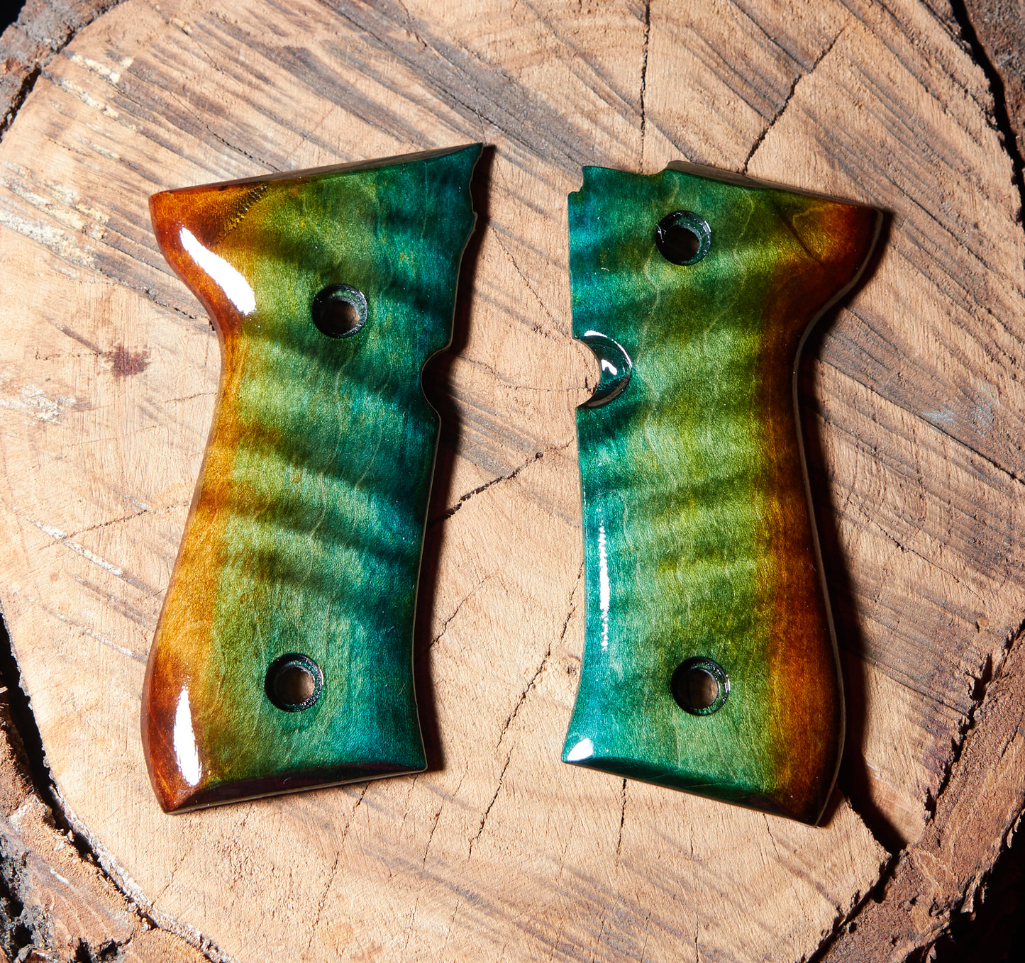 Beretta 92/96 Curly Maple wood grips Lacquer Finished
