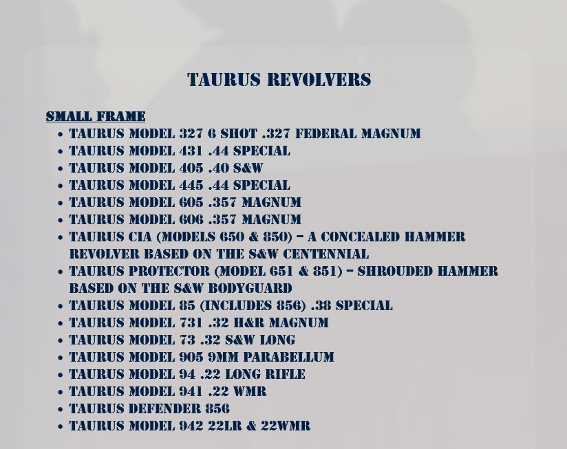 Taurus Small Frame Revolver Grips – Walnut with Oil Finish