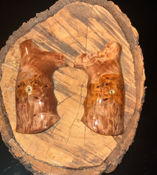 Smith & Wesson N-Frame Round Butt Grips – Stabilized Maple Burl with Lacquer Finish