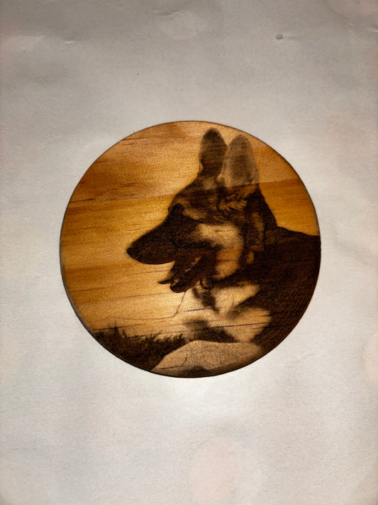 4Pcs Coaster Set 4" Round Slate Drink Coasters- Laser Engraved German Shepard Puppy