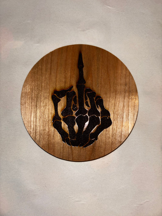 4Pcs Coaster Set 4" Round Slate Drink Coasters- Laser Engraved Middle Finger