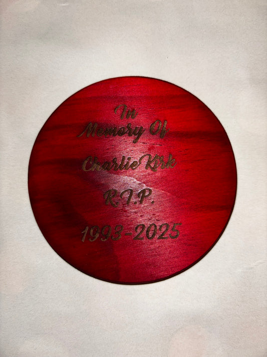4Pcs Coaster Set 4" Round Slate Drink Coasters- Laser Engraved Charlie Kirk