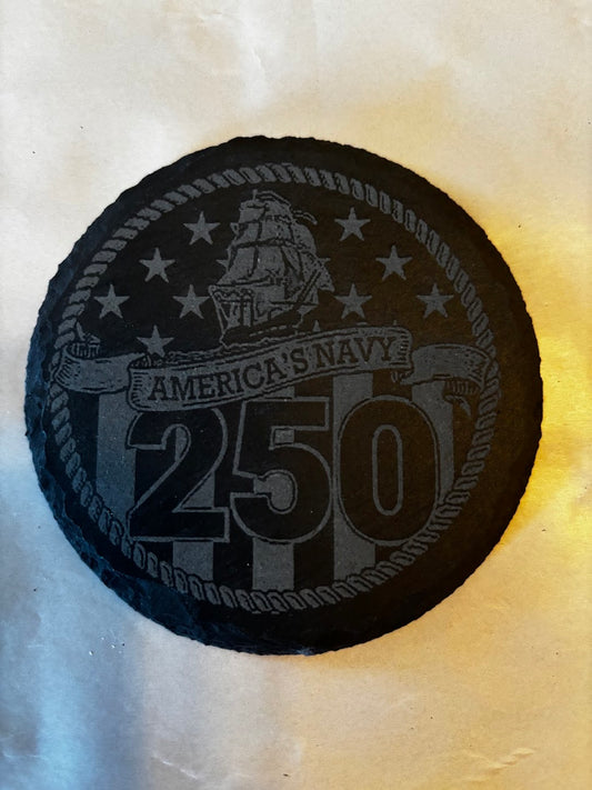 4Pcs Coaster Set 4" Round Slate Drink Coasters- Laser Engraved 250th Anniversary 2