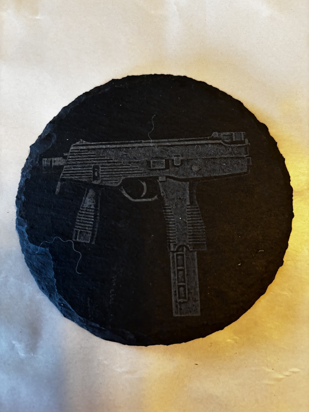 4Pcs Coaster Set 4" Round Slate Drink Coasters- Laser Engraved AR-15