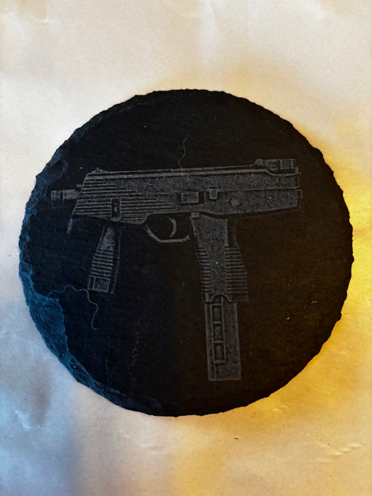 4Pcs Coaster Set 4" Round Slate Drink Coasters- Laser Engraved AR-15