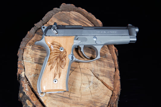 Beretta 92/96 Maple wood grips with laser etched pattern