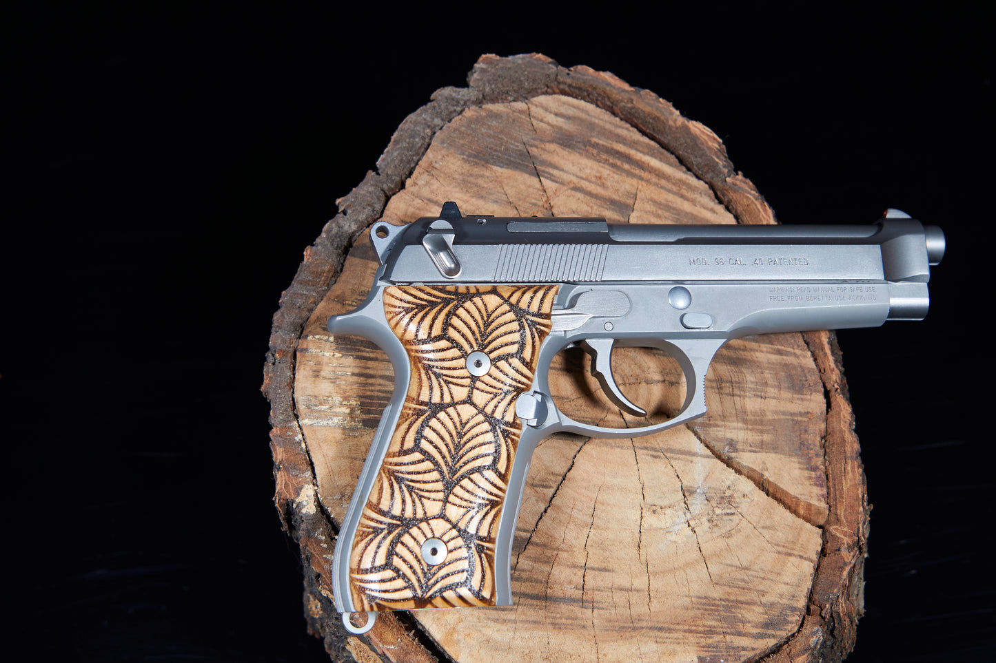 Beretta 92/96 Maple wood grips with laser etched pattern