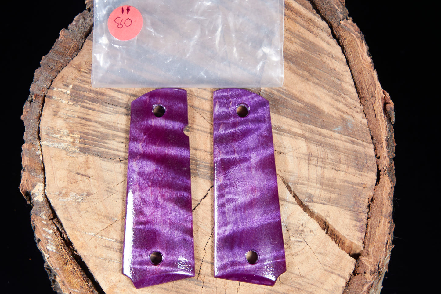 1911 Full-Size Curly Maple Pistol Grips – Black Sand-Off Finish, CNC-Cut & Hand-Finished #11