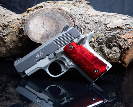 Kimber 380 Micro Grips – Curly Maple with Black Sand‑Off Finish