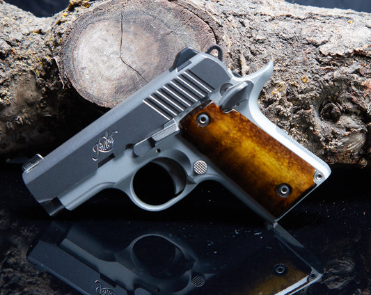 Kimber 380 Micro Grips – Curly Maple with Black Sand‑Off Finish