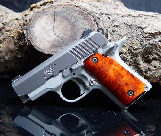 Kimber 380 Micro Grips – Curly Maple with Black Sand‑Off Finish
