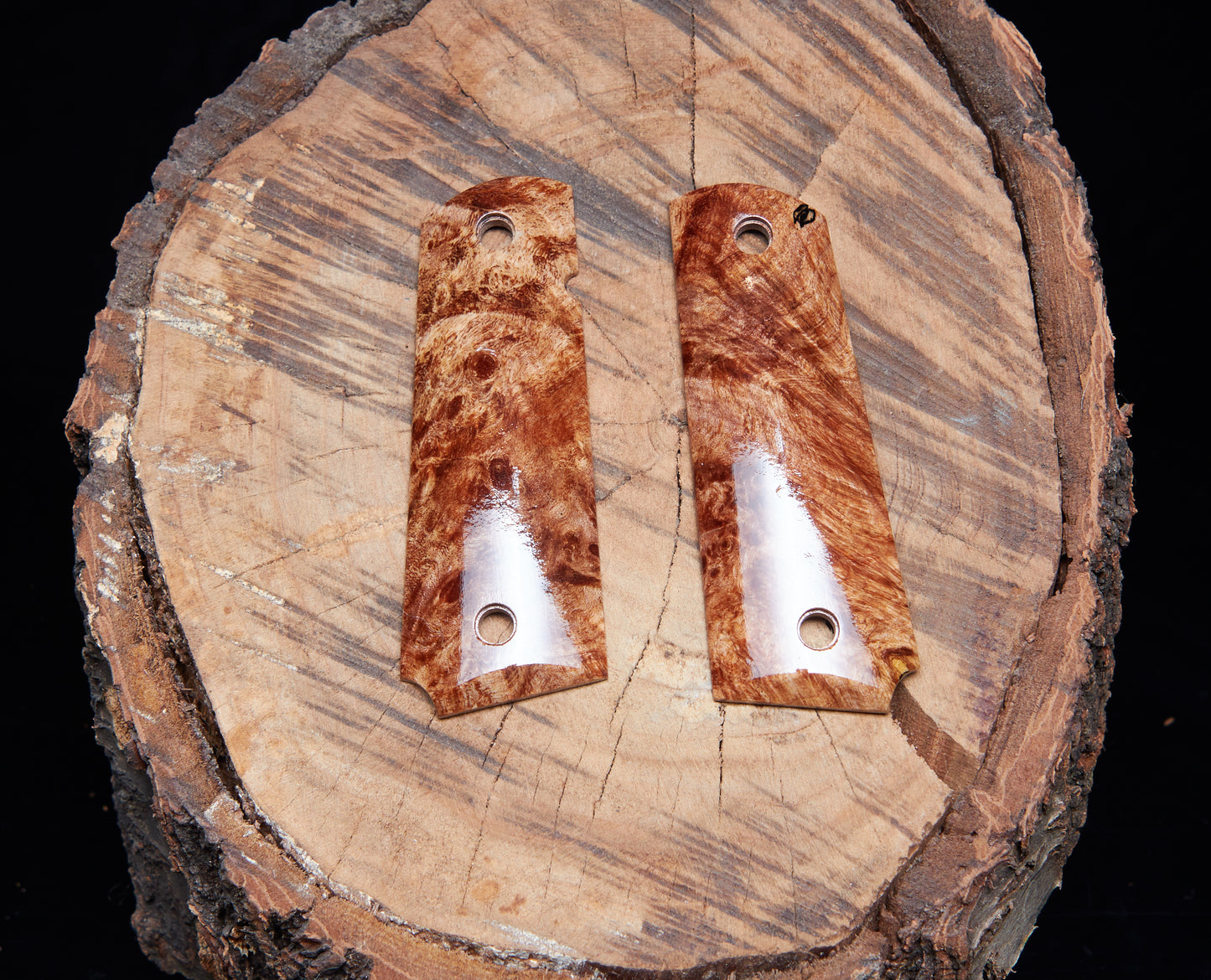 1911 Full-Size Grips – Stabilized Maple Burl with Lacquer Finish