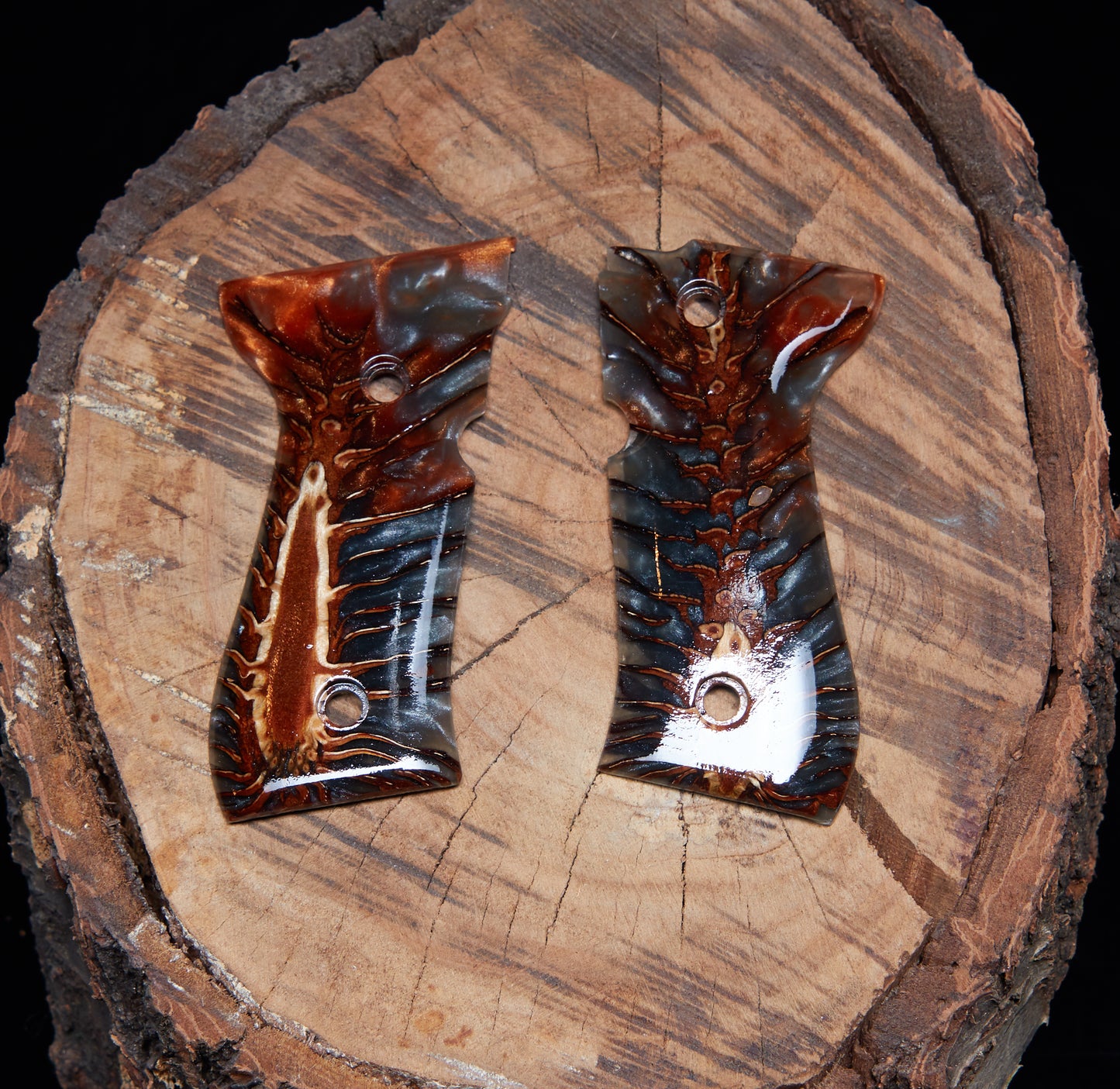 Beretta 92/96 FS Grips – Epoxy Resin With Cast Pinecone Natural Detail | Modern Resin | Precision-Machined Fit