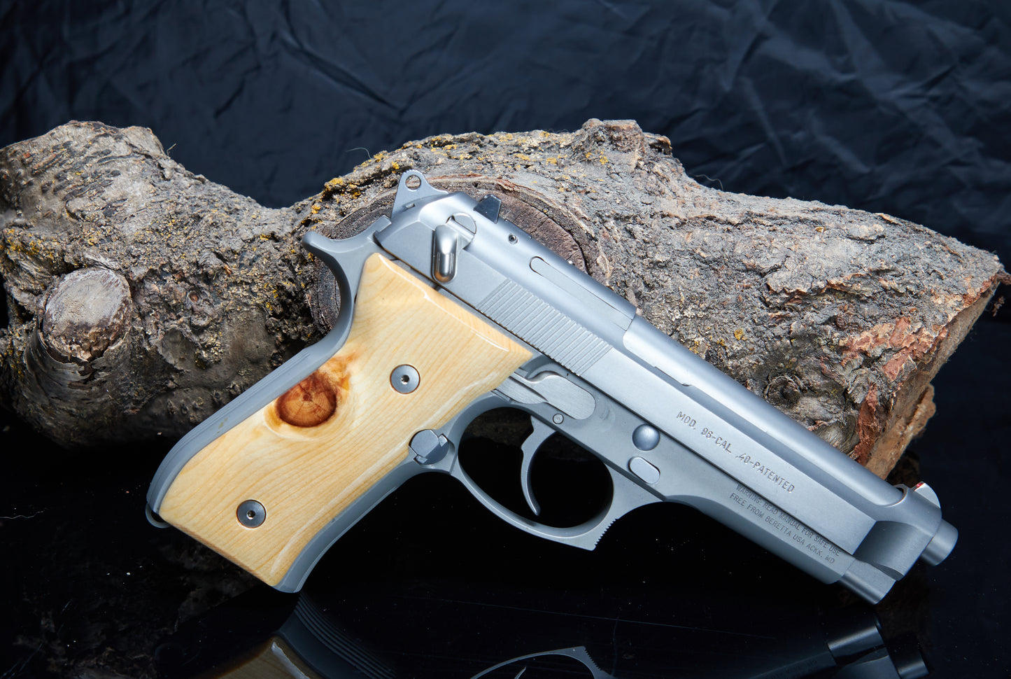 Beretta 92/96 Grips – Stabilized Knotty Pine with Lacquer Finish