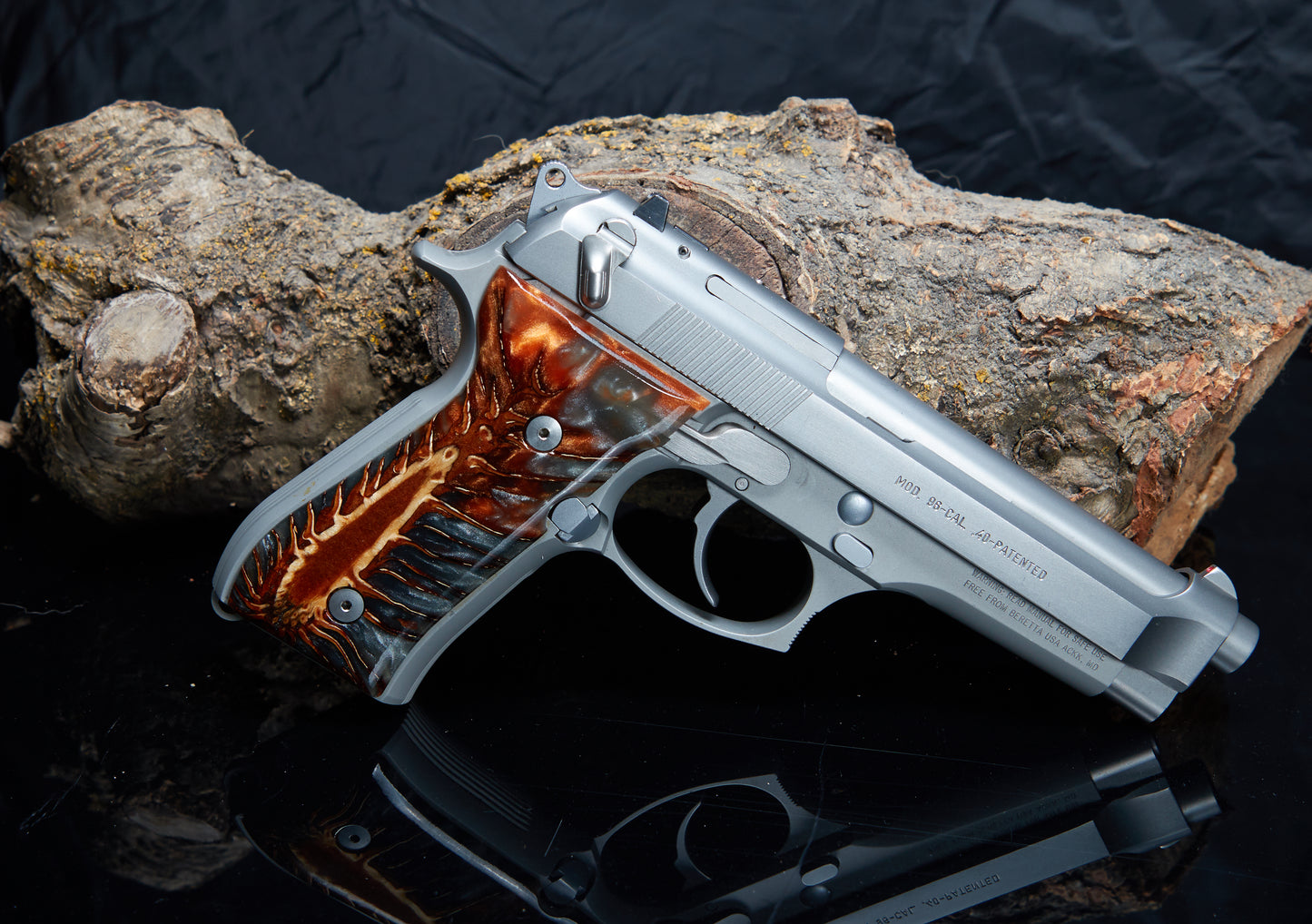 Beretta 92/96 FS Grips – Epoxy Resin With Cast Pinecone Natural Detail | Modern Resin | Precision-Machined Fit