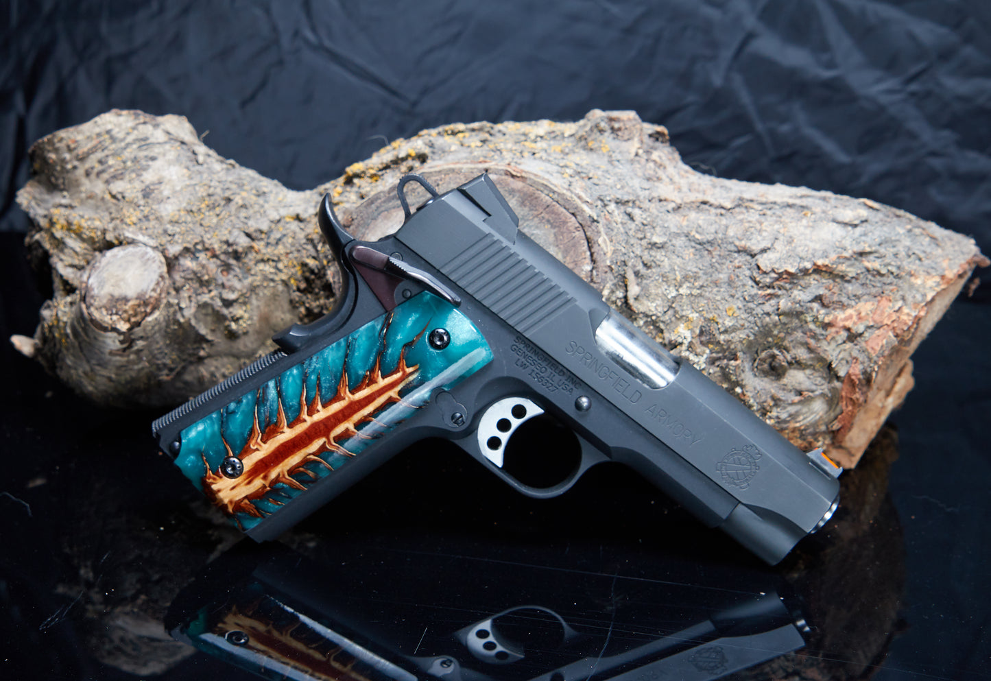 1911 Full-Size Grips – Epoxy Resin With Cast Pinecone Unique Natural Detail | Durable Resin | Precision Fit