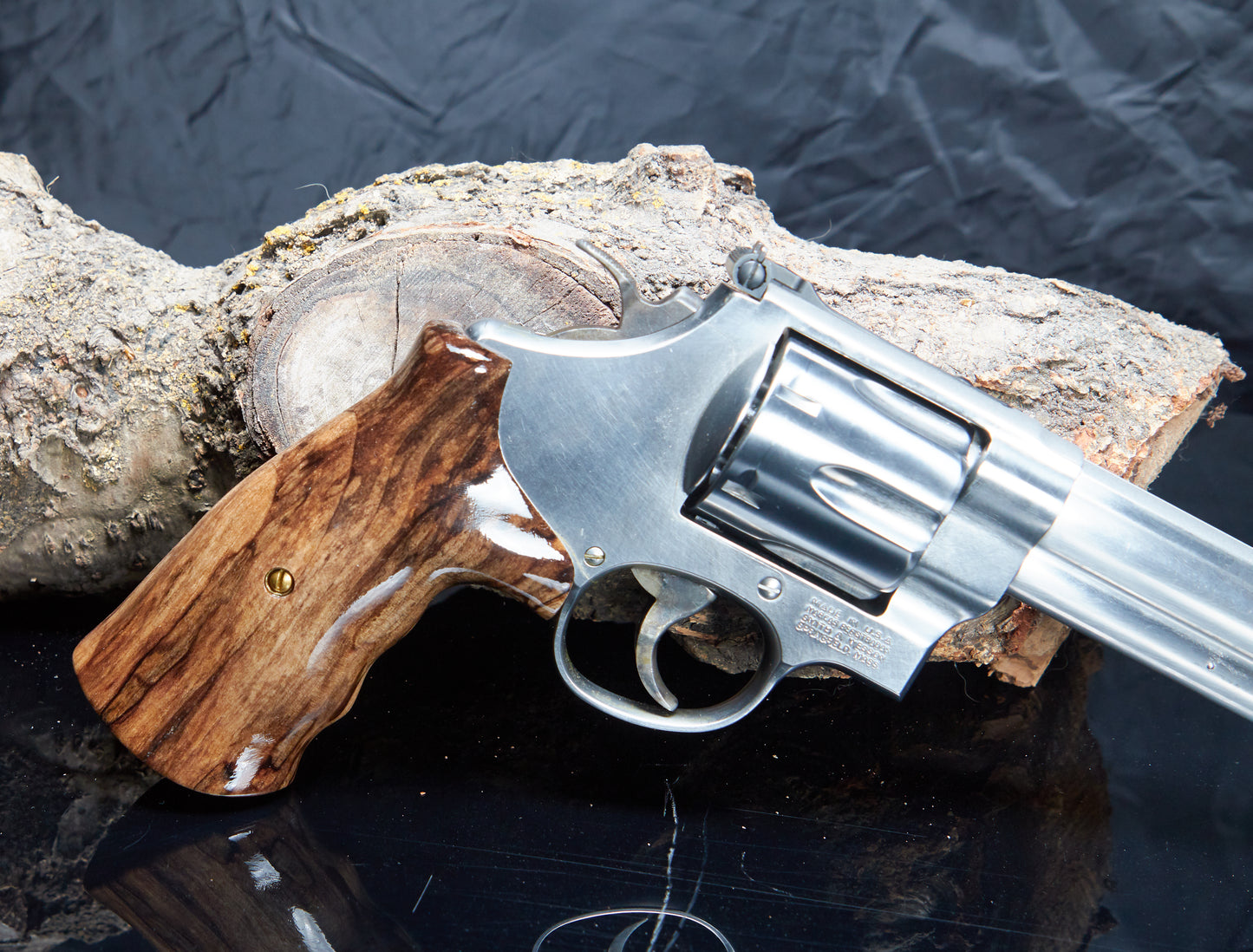 Smith & Wesson N-Frame Round-Butt Grips – Stabilized Wet-Rotted Maple Ghostly Figure | Rare Material | Precision Craftsmanship