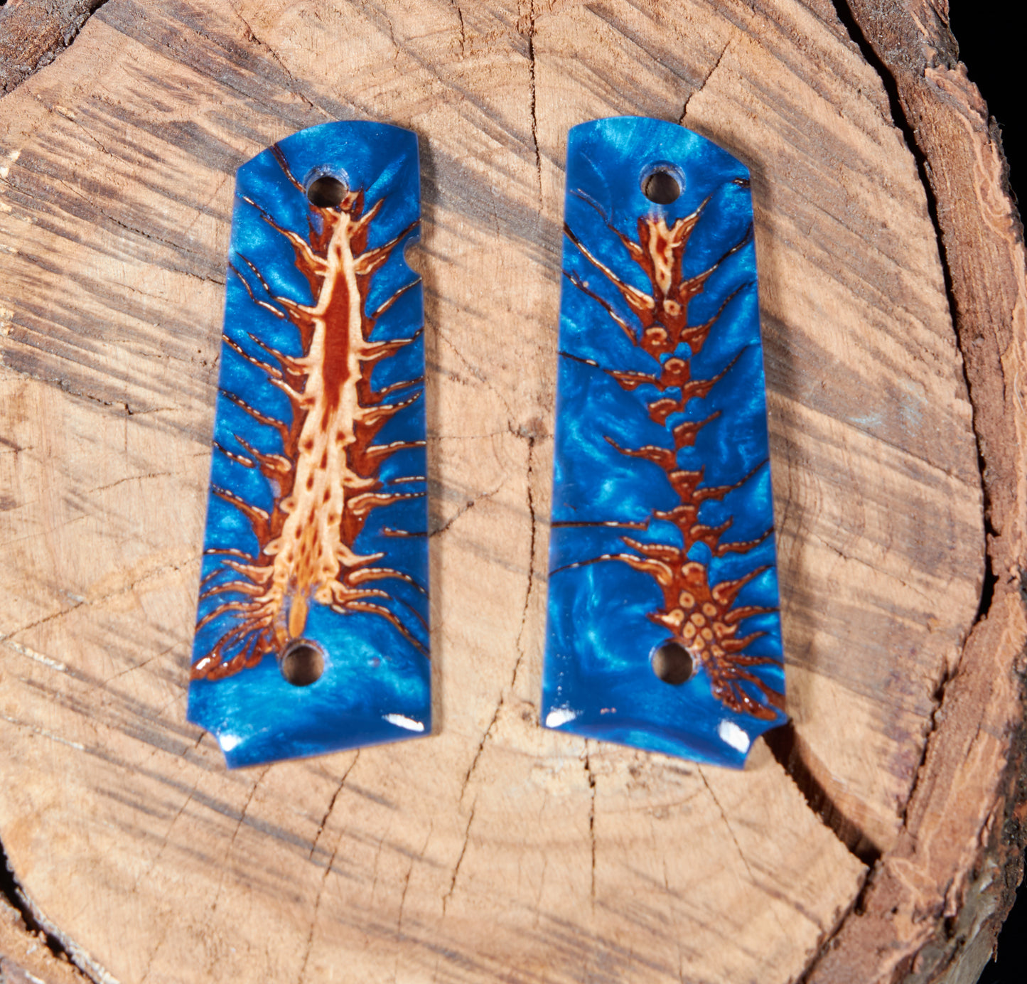 1911 Full-Size Grips – Epoxy Resin With Cast Pinecone Unique Natural Detail | Durable Resin | Precision Fit