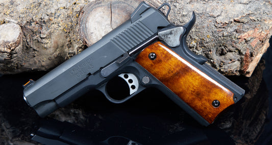 1911 Full-Size Curly Maple Pistol Grips – Black Sand-Off Finish, CNC-Cut & Hand-Finished
