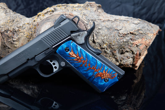 1911 Full-Size Grips – Epoxy Resin With Cast Pinecone Unique Natural Detail | Durable Resin | Precision Fit