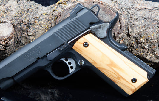 1911 Full-Size Grips – Olive Wood, Oil Finish (Ambidextrous Safety Cut)