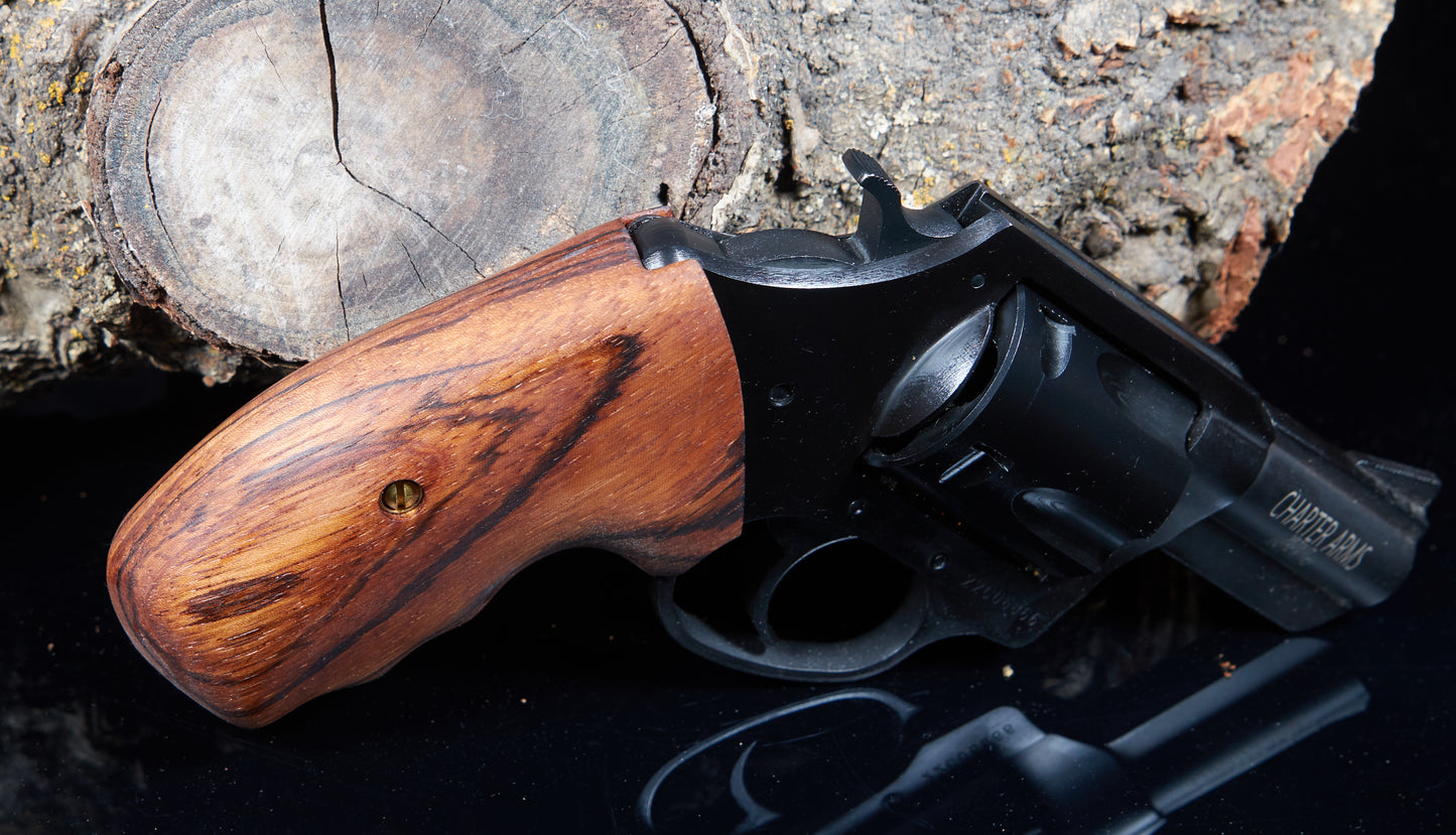 Charter Arms Revolver Grips – Zebrawood with Oil Finish