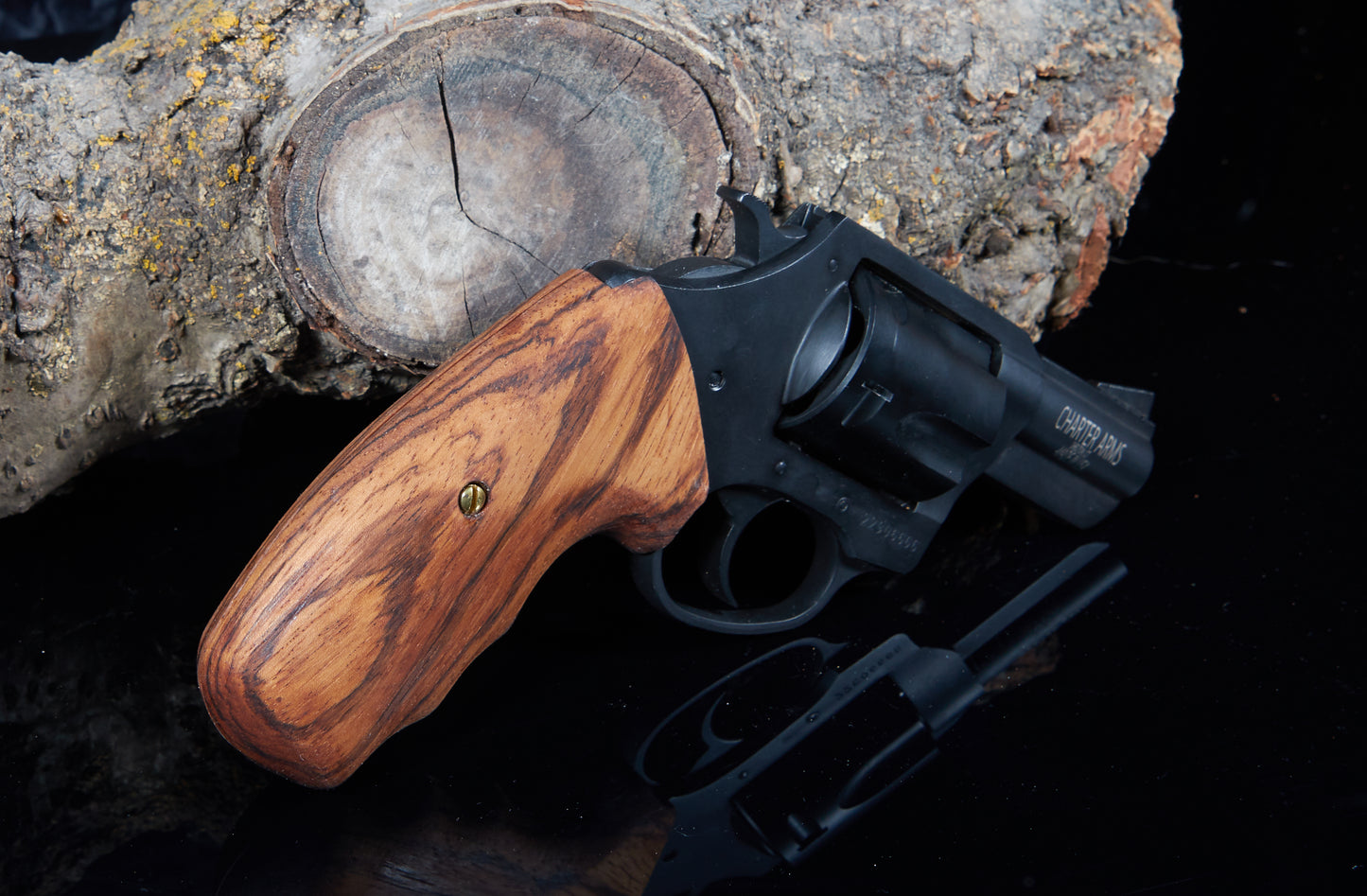 Charter Arms Revolver Grips – Zebrawood (Closed Frame, Extended Length, Tung Oil Finish)
