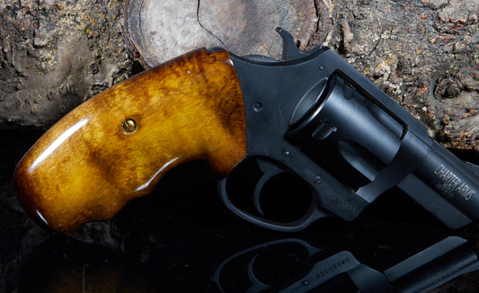 Charter Arms Revolver Grips – Curly Maple (Closed Frame, Extended Length, Lacquer Finish)
