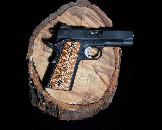 1911 grips Maple wood with laser etched pattern