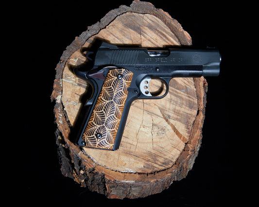 1911 grips Maple wood with laser etched pattern