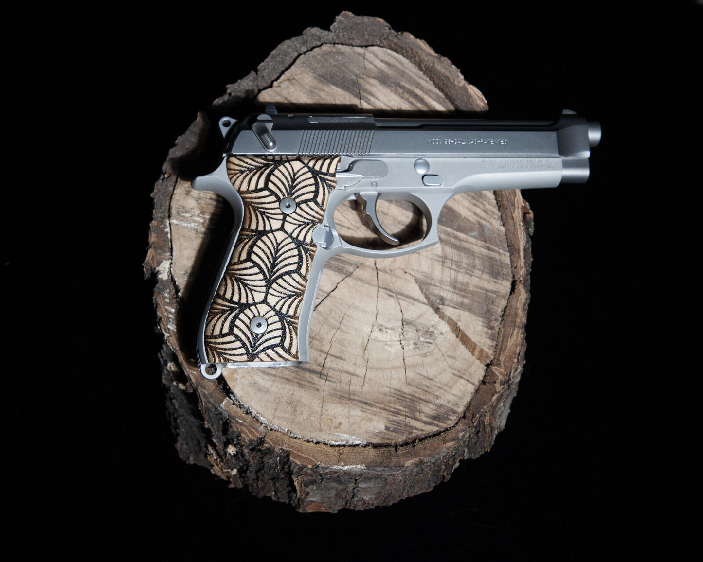 Beretta 92/96 Maple wood grips with laser etched pattern